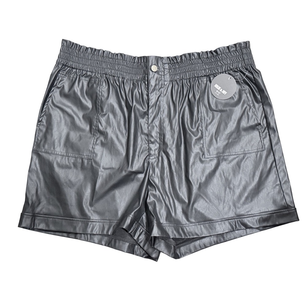Jolie & Joy NEW Black Faux Leather High Waist Shorts Plus Size 2X Sexy NWT